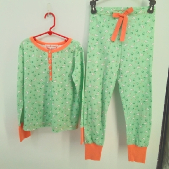 American Girl Beforever Kit's Scottie Dog Green Orange Pajamas Set Girl's M - Picture 1 of 13